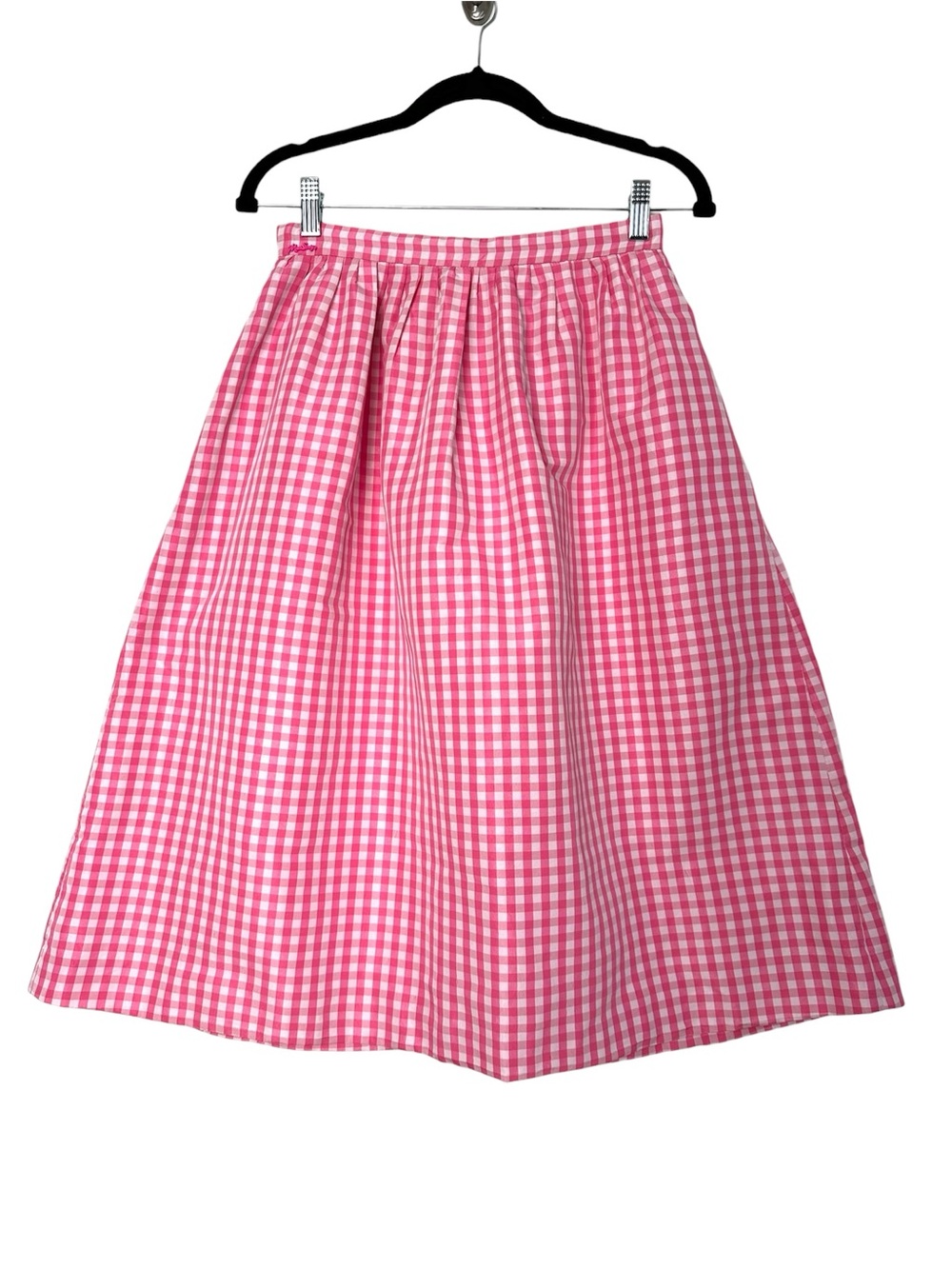 Miss Sixty Pink Gingham Flare Midi Skirt Picnic Twee Preppy Countrycore Prairie